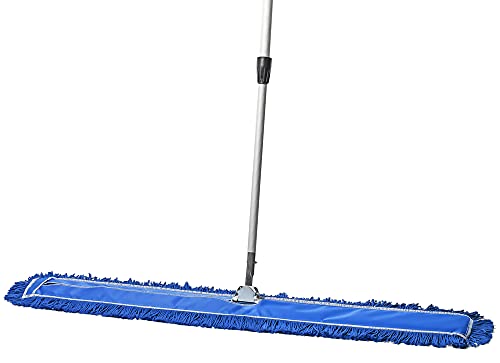 48 Inch Blue Commercial Dust Mop & Floor Sweeper with Extendable Handle – Mop for Hardwood, Tile, and Concrete Floor Cleaning - color: Blue, size: 48 X 5 Inch