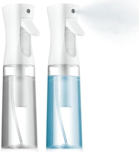 Continuous Empty Mist Spray Bottle 11 oz Clear, 2 Count | Ultra Fine Mist, Hair Styling & Plants & Cleaning, BPA Free, Empty Hair Sprayer Water Bottle