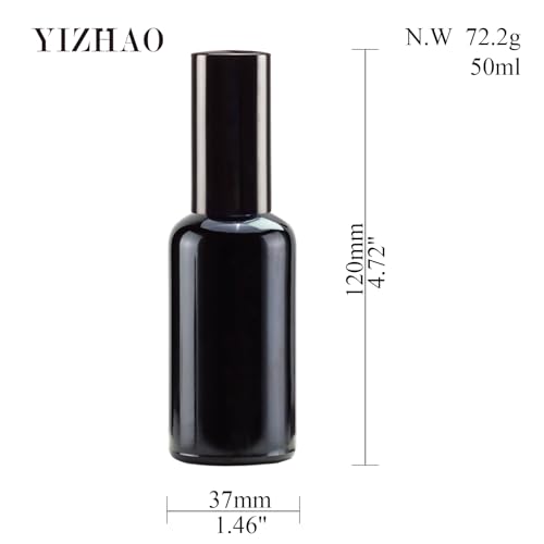 YIZHAO Black Glass Spray Bottles 2oz, with Small Fine Mist Spray, Metal Cap, Refillable for Essential Oil,Travel,Cleaning,Perfume,Aromatherapy,Makeup – 6 Pcs - color: Black, size: 50ml-6