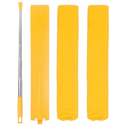 Retractable Gap Dust Cleaner Brush with Long Handle 30 to 100 inches, Cleaning Tools with 2 Microfiber Dusting Cloths, Extendable Duster for Cleaning Under Refrigerator Sofa Couch Bed Furniture