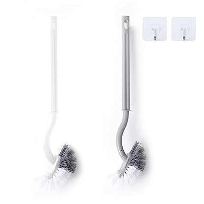 2Pcs Curved Toilet Bowl Brush Without Holder for Bathroom Deep Cleaning, Toilet Brush Durable Under The Rim Household Cleaning Brushes (Gray+White)