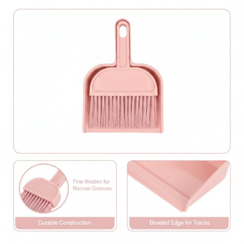 Pink Window Track Cleaning Brush Set for Narrow Grooves, Sliding Doors & Sink Edges