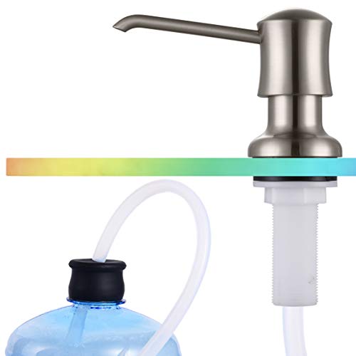 Sink Soap Dispenser for Kitchen Sink Brushed Nickel Upgrade with 40" Silicone Extension Tube Kit, Connect to Your Soap Bottle Directly - color: Brushed Nickel, size: with Tube Kit
