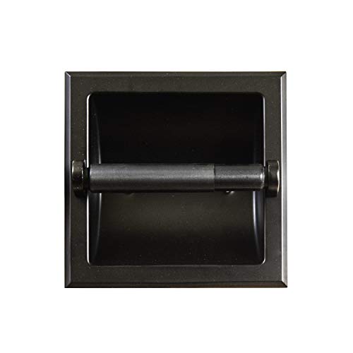 SENTO Recessed Matte Black Toilet Paper Holder, Wall Mounted Heavy Duty Metal Toilet Paper Roll Holder with Rear Mounting Bracket, in Wall, Easy Installation, Matte Black - color: Matte Black