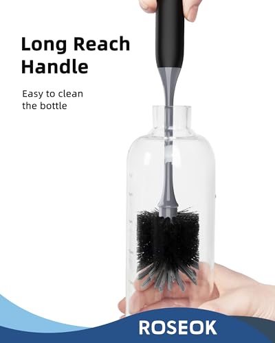 ROSEOK Bottle Brush, Water Bottle Brush, Flexible Bottle Brush, Cup Cleaner | For Cleaning Glass, Sports Bottle, Coffee Mug, Cup Cleaner, Black, 2 Pack - color: Black