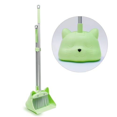 28'' Kids Mini Broom and Dustpan Set - Toddler Cleaning Toy, Toddler Household Helper, Parent-Child Interactive Play Cleaning Tool, Cute Cartoon Design, Small Safe Corner Broom (Green) - color: Green, size: Broom Set