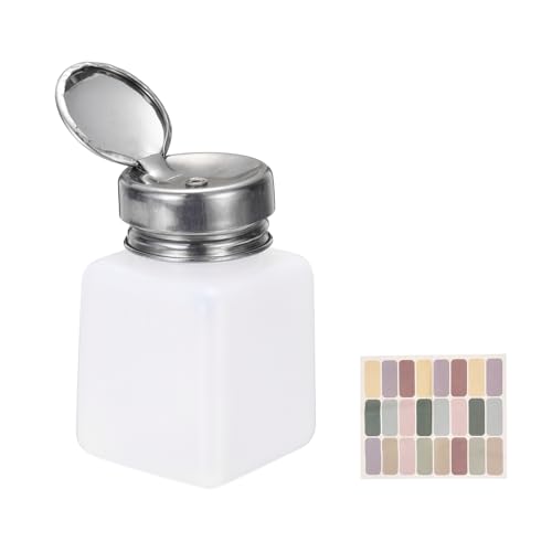 uxcell Push Down Solvent Dispenser, 120ml/4oz Anti-Reflux Liquid Pump Bottle with Stainless Steel Lid and Colorful Stickers for Acetone Alcohol Makeup Remover, White - color: White, size: 120ml/4oz
