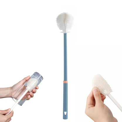 360° Flexible Silicone Bottle Brush with Long Handle,2026 New Multifunction Cleaning Foldable Cleaning Tool,Soft Bristle Silicone Cup Brush for Narrow Neck Bottles,Water Bottles (Blue A/1pcs) - color: Blue a/1pcs