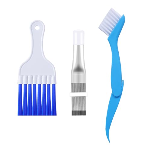 3 Pcs Air Conditioner Fin Comb Cleaner kit AC Coil Cleaning Brush Fin Combs Condenser Fin Straightener AC Evaporator Comb Radiator Repair Clean Tool (Blue) - color: Blue