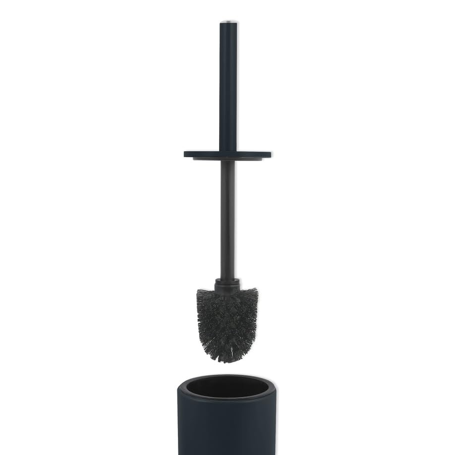 Spirella Toilet Brush with Stainless Steel Support Akira matt, Metal, Black/White, 40 x 9.5 x 9.5 cm - color: Black/White