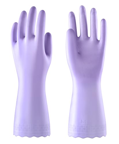 Mr.Panda Skin-Friendly Flocked Cotton Liner Cleaning Gloves Medium, Reusable Dishwashing Gloves for Washing Dishes, Kitchen, Shimmering Pink - size: Medium (Pack of 1)