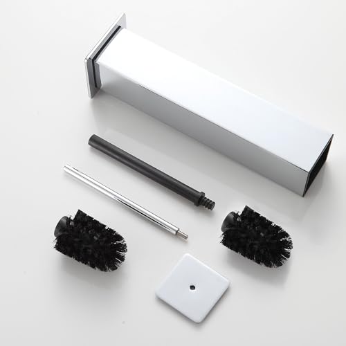 Chrome Toilet Brush and Holder,Toilet Bowl Brush with Extra Long Handle - color: Chrome