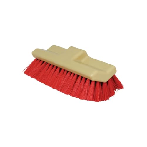 Soro Essentials- 10" Multi-Angle Floor Scrub Brush Head Only with 0.6mm Red Synthetic Bristles-Household Cleaning Brushes Stiff Bristle Floor Scrubber for Cleaning Shower Bathroom Garage Kitchen Wall