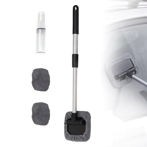 Windshield Window Cleaner Tool, Magnetic Car Window Cleaner Tool,180° Expandable Cleaner Tool with Microfiber Pads and Spray Bottles, Cleaning Supplies for Auto Glass Home (1 Set)