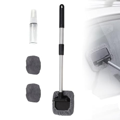 Windshield Window Cleaner Tool, Magnetic Car Window Cleaner Tool,180° Expandable Cleaner Tool with Microfiber Pads and Spray Bottles, Cleaning Supplies for Auto Glass Home (1 Set)