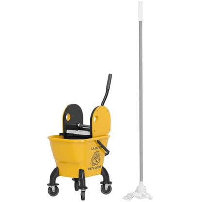 Heavy-Duty Mop Bucket with Wringer System for Efficient Floor Cleaning – Rolling Cart Design with Large Capacity and Smooth-Castor Mobility