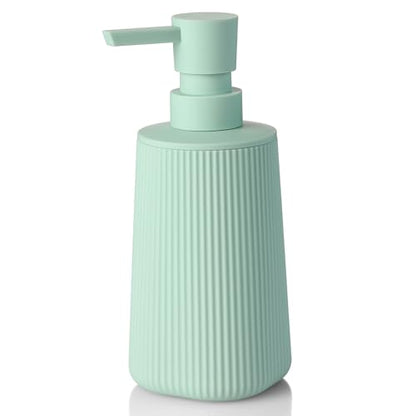 Small Soap Dispenser for Bathroom and Kitchen, Modern Farmhouse Striped Style Plastic Hand Soap Dish Soap Dispenser with Pump Matte Light Green - color: Light Green