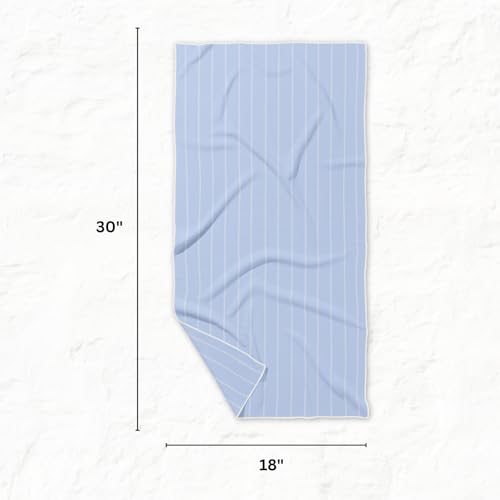 HALL & PERRY Kitchen Tea Towel, Ultra Soft, Quick Dry Microfiber Dish Cloths - 18"x30" Premium Quality Waffle Towel - Stripes and Flowers, Blue (2, Sammie) - color: Sammie