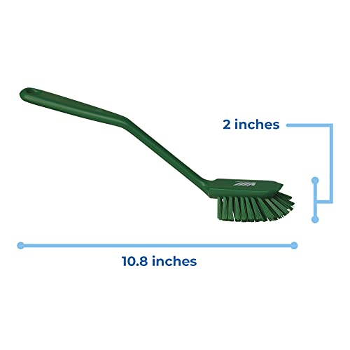 Vikan 42372 Brush,Dish,Scraping Edge,Medium,11",PP/PBT,Green - color: Green