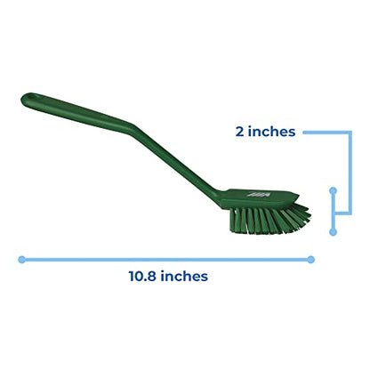 Vikan 42372 Brush,Dish,Scraping Edge,Medium,11",PP/PBT,Green - color: Green