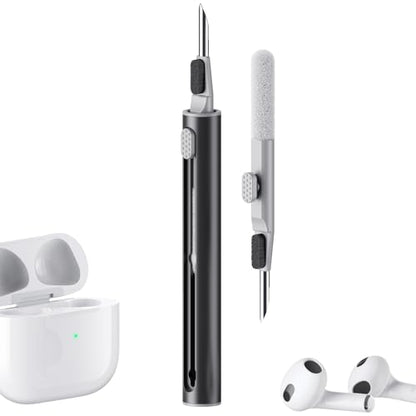 Hyashee Cleaner Kit for Airpods Pro 1 2 3 Multi-Function Cleaning Pen with Soft Brush Flocking Sponge for Bluetooth Earphones Case Cleaning Tools Black - color: Black