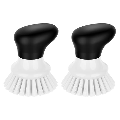 MR.SIGA Dish Scrub Brush, Palm Brush Dish Scrubber with Ergonomic Grip, Kitchen Brushes for Dishes, White, Pack of 2 - color: White