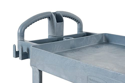 Rubbermaid Commercial Products BRUTE Heavy Duty 2-Shelf Utility/Service Cart, Medium, Lipped Shelves, Ergonomic Handle, 500 lbs. Capacity, Gray, for Warehouse/Garage/Cleaning/Maintenance/Stadiums - color: Gray, size: Medium, style: 2-Shelf