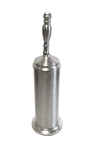 Splash Home Buena Stainless Steel Toilet Brush with Holder, Bowl Scrubber with Durable Cleaning Bristles, Hidden Brush with Splash Protective Disc Design - Chrome - color: Chrome