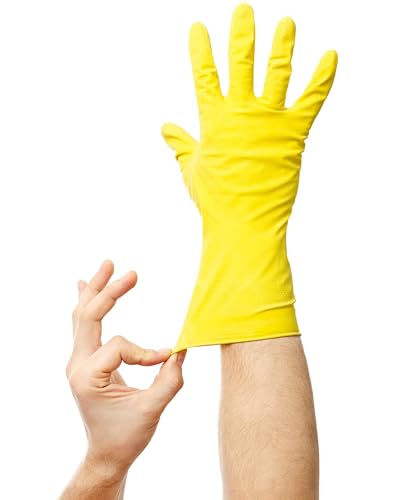 SteadMax 1 Pair Cleaning Gloves, Reusable Natural Rubber Dish Gloves, Latex Non-Slip Gloves for Kitchen, Household - size: Medium