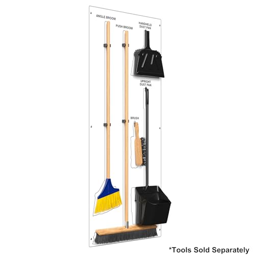 Clean & Sweep 5S Shadow Board/Wall Mount Broom Holder, 68" x 30" Board, 5S Cleaning Station - Board Only, Tools Sold Separately, Made in The USA by AccuformNMC, White/White, PSB114WTWT - color: White/White