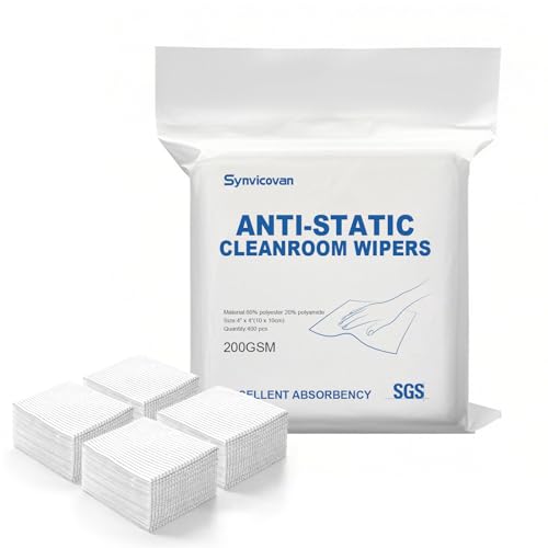 Anti-Static Microfiber Wipes 4"x4"(400 Pcs,Class 100, 200GSM) Lint Free Cloths Reusable Special ESD protection design is suitable for protecting sensitive electronic components and tools - size: 4"x4" (Pack of 400)