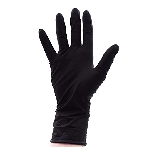 Colortrak Premium Grip Reusable Gloves, 4 Pairs (8 Gloves Total), Powder Free Latex, Durable and Chemical Resistant, Textured for Better Grip, Extra Long Cuff, Washable, Black, Medium - size: Medium