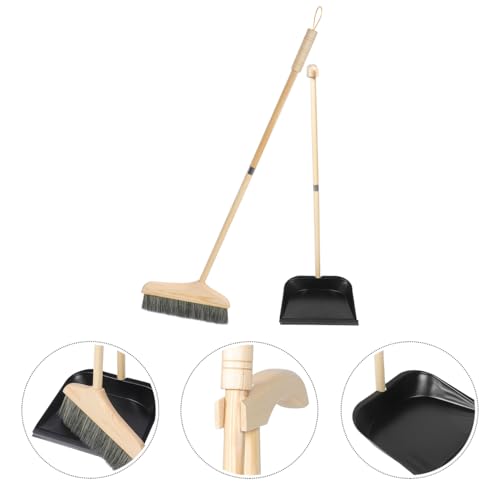 GANAZONO Broom and Dustpan Set Long Handle Household Cleaning Tools Indoor Outdoor Use Lightweight Ergonomic Brush for Home Garage Workshop