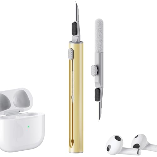 Hyashee Cleaner Kit for Airpods Pro 1 2 3 Multi-Function Cleaning Pen with Soft Brush Flocking Sponge for Bluetooth Earphones Case Cleaning Tools (Yellow) - color: Yellow