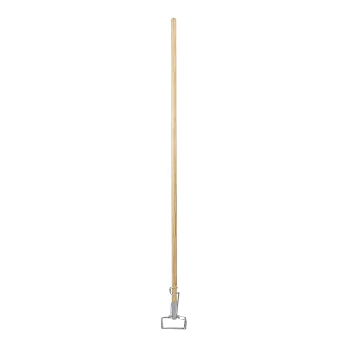 Boardwalk BWK609 Spring Grip Metal Head Mop Handle for Most Mop Heads, 60" Wood Handle
