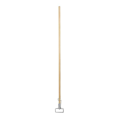 Boardwalk BWK609 Spring Grip Metal Head Mop Handle for Most Mop Heads, 60" Wood Handle