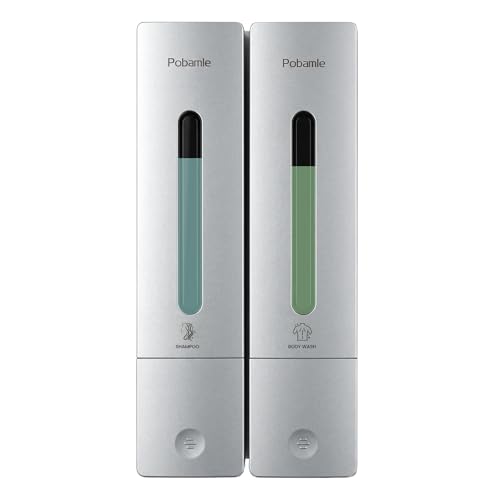 Shower Soap Dispenser Wall Mounted - Shampoo Dispenser for Shower No Drill - Shampoo Body Wash Dispenser 2 Chamber - Easy Install for Bathroom Hotel Silver 800ml - color: Silver 2