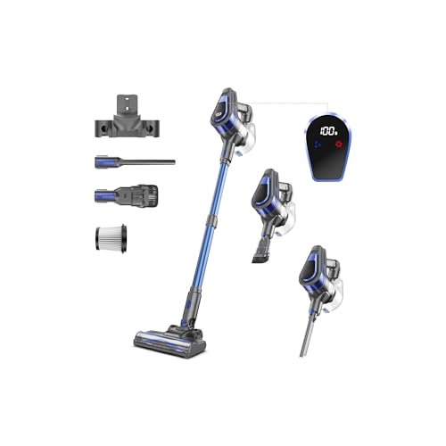 N16 Cordless Vacuum Cleaner, Lightweight Vacuum Cleaners for Home with Powerful Suction, 2600mAh Battery with 45 Mins Runtime, Rechargeable Stick Vacuum Cordless for Hardwood Floor Carpet Pet Hair - color: Blue