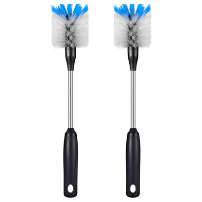 MOSOLAN Stainless Steel Bottle Brush with Replaceable Head, 2 Pack Long Handle Scrubbing Brush for Water Bottles, Glasswares, Mugs, Flasks, Tumblers, Vases, and Kitchen Sink, White, 13 in - color: White, size: 13 Inch (Pack of 2)