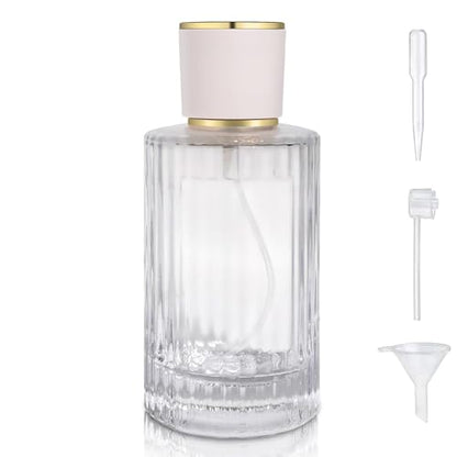 100ml/3.4 Oz Glass Spray Bottle Perfume Atomizer,Refillable Perfume Spray Bottle Perfume Bottles Empty with 3 Kinds of Perfume Dispenser (Round 100ml) - style: Round 100ml
