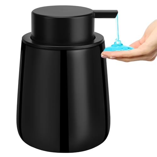 Soap Dispenser Ceramic with Easy-to-Press Pump Hand Lotion Liquid Dispenser for Shampoo Bathroom Kitchen 12 oz - color: Liquid-shinyblack
