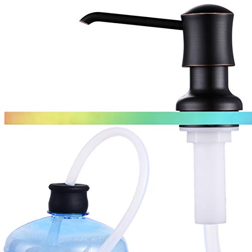 Sink Soap Dispenser for Kitchen Sink Oli Rubbed Bronze Upgrade with 40" Silicone Kitchen Soap Extension Hose, Connect to Your Soap Bottle Directly - color: Oil-rubbed Bronze, size: with Tube Kit