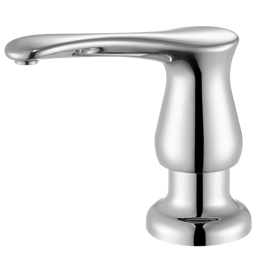 GAGALIFE Kitchen Sink Soap Dispenser Chrome, Built in Soap Dispenser with 17 OZ Bottle, Refill from The Top, Liquid Dispenser for Kitchen Sink - color: Chrome, size: with Bottle