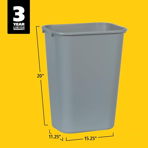 Rubbermaid Commercial Products Deskside Wastebasket/Trash Can, 10.25-Gallon/41-Quart, Gray, Plastic, Garbage Can for Home/Office, Fits Under Desk/Sink/Cabinet - color: Gray, size: 10.25 Gallons