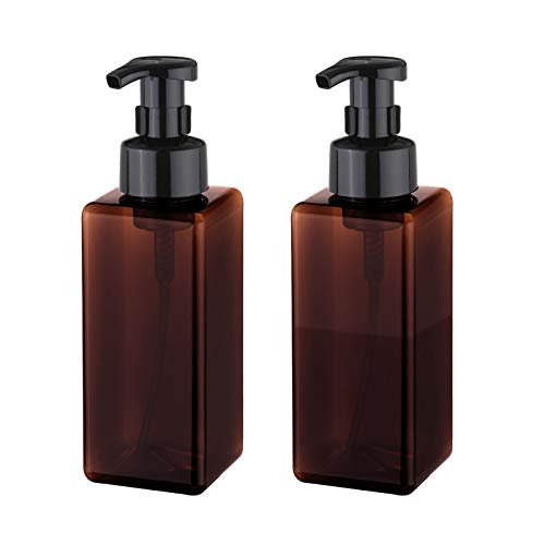 UUJOLY Foaming Soap Dispenser 650ml (22oz) Refillable Plastic Pump Bottle for Liquid Soap, Shampoo, Body Wash (2 Pcs) (Amber) - color: Amber, size: 22 oz (2 Pack)