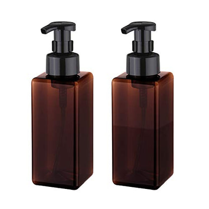 UUJOLY Foaming Soap Dispenser 650ml (22oz) Refillable Plastic Pump Bottle for Liquid Soap, Shampoo, Body Wash (2 Pcs) (Amber) - color: Amber, size: 22 oz (2 Pack)