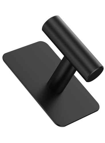 Heavy Duty Adhesive Hooks - 26lb Max, Sticky Wall Hooks Waterproof Stainless Steel for Hanging Towel, Coat, Robe, Towel Hooks Stick on Bathroom, Kitchen, Shower, Door (Black, 4 Pack) - color: Black-Cylinder