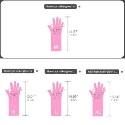 Myungjin 2 Pairs Reusable Waterproof Non-Slip Honeycomb Grip Latex Rubber Gloves with Hang-Dry Hooks/Hanging Loops for Dishwashing Household Cleaning Cooking (Medium) - size: Medium (Classic)