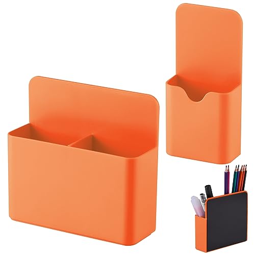 KITANIS Magnetic Pen Holder,2 Pack Magnetic Dry Erase Marker Holder with Generous Compartments,Strong Magnet Storage Marker Pen Pencil Organizer for Refrigerator,Whiteboard,Locker Accessories - color: Orange