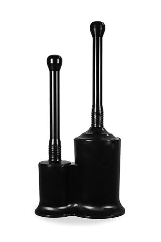 Master Plunger 500 & Toilet Brush Combo Set – Heavy-Duty Black Toilet Plunger with High-Efficiency Brush and Holder – Durable, Compact Bathroom Cleaning Kit - color: Black